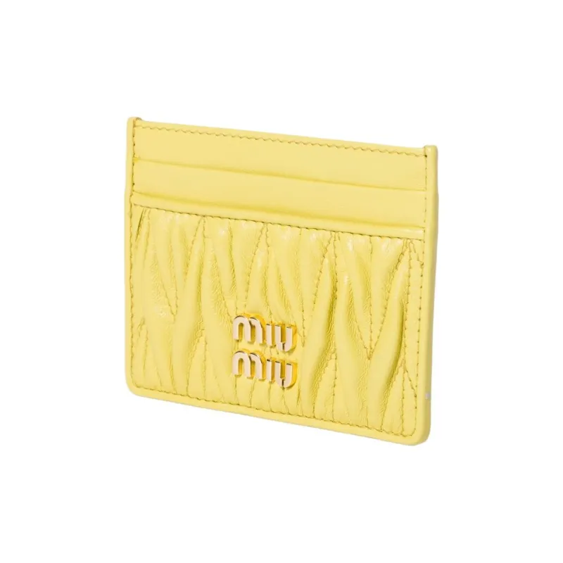 MIU MIU Matelassé Lambskin Card Holder Women's Cedar Yellow-1