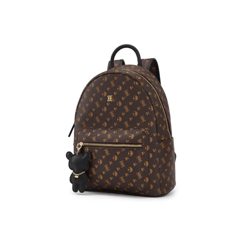 ELLE Synthetic Leather Backpack Tubas Women's Dark Brown-1