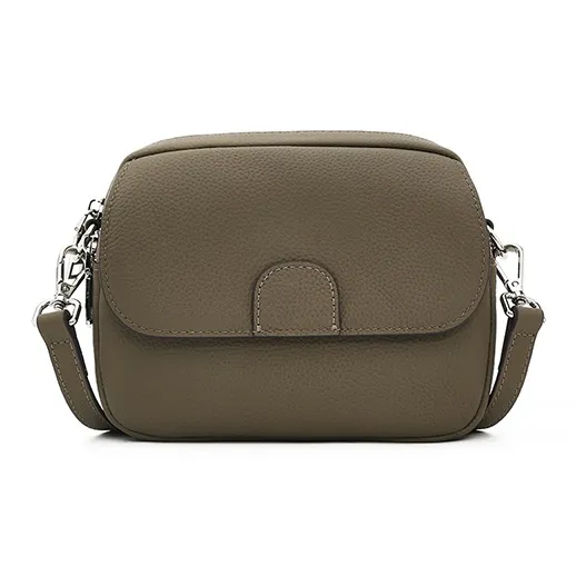 Old Man's Head Cow Leather Shoulder Bag Women's Black Ecru/Elephant Gray-1