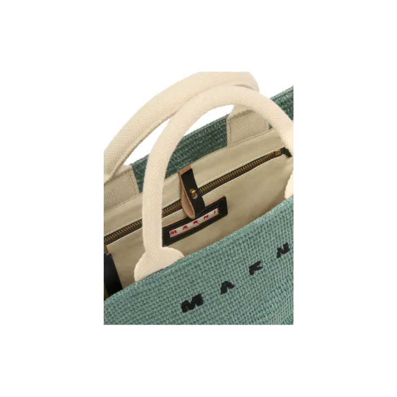 MARNI Cotton With Nylon Tote Bag, Shopping Bag, Shoulder Bag, Handbag Trumpets Women's Tea Green-4
