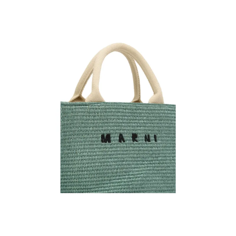 MARNI Cotton With Nylon Tote Bag, Shopping Bag, Shoulder Bag, Handbag Trumpets Women's Tea Green-3