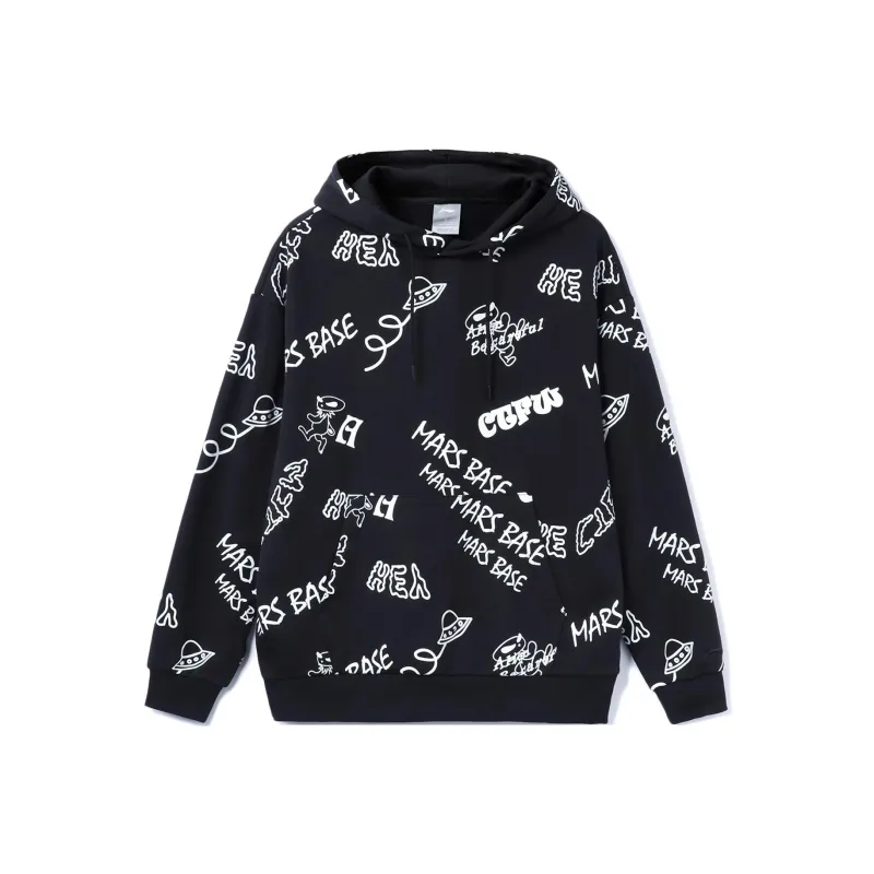 LINING CF Sweatshirts Unisex Black With White All Over Print-0