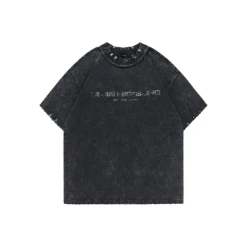 BJHG T Shirts Unisex Washed Faded Black