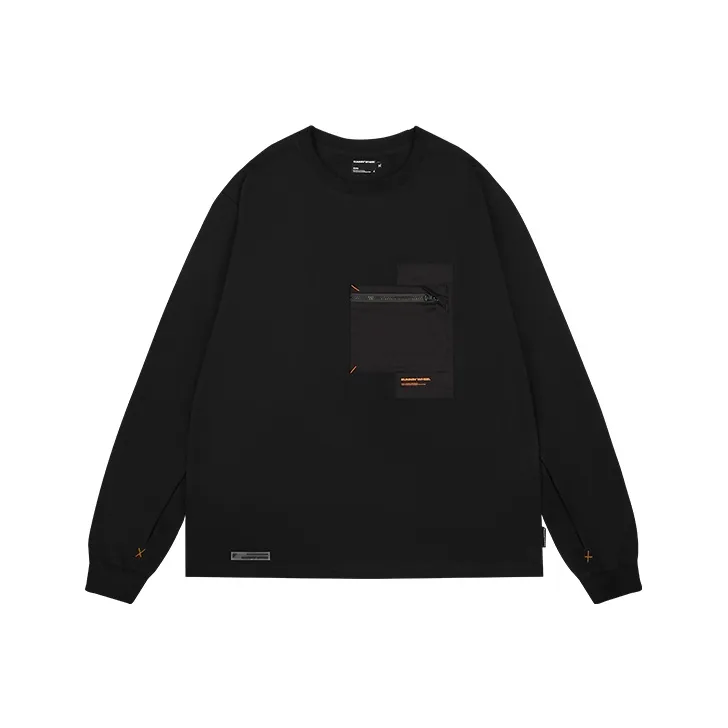 RUNNINWHEEL Crew Neck Loose Fit Sweatshirt Unisex Black-0