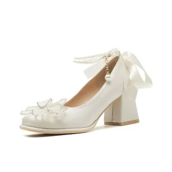 GEJIANI Chunky Heel High Heels Women's Beige