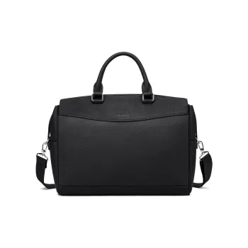 FAIRWHALE Cow Leather Portable Crossbody Briefcase Men's Black/Blue