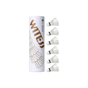 WITESS YB406A White Badminton 6 Pack Duck Feather Training Competition Specialized Shuttlecocks