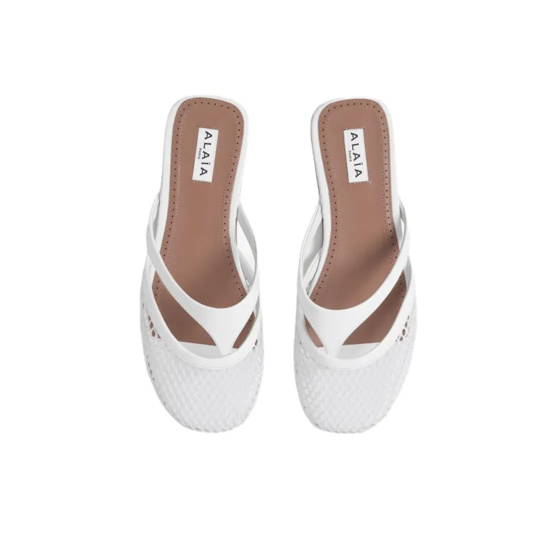 Alaia Wrap toe Slippers Women's White-3