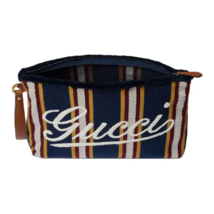 GUCCI Canvas Clutch Tubas Men's Dark Blue-4