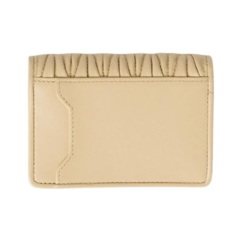 MIU MIU Matelassé Lambskin Card Holder Women's Soybean Color-1