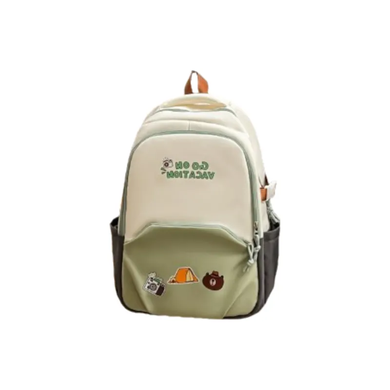 KAMLUI Nylon Backpack Unisex Black/Pink/Chocolate/Light Green-17