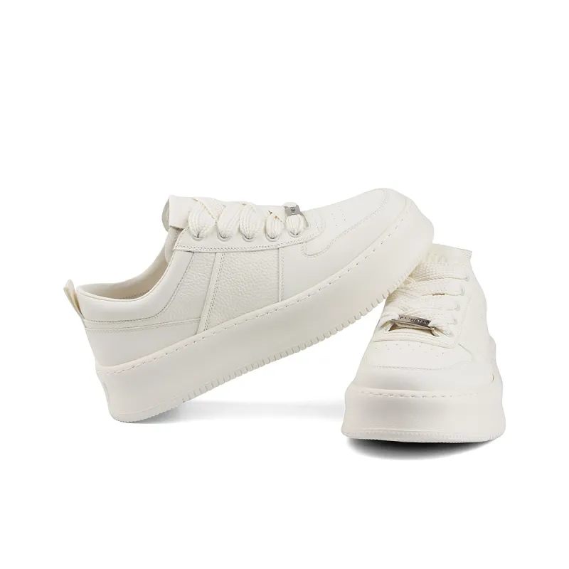 Daying Lightweight Breathable Height Increasing Low Top Skateboard Shoes Men's White-2