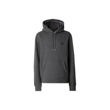 Burberry Clarendon Check Pullover Hoodie Charcoal Gray