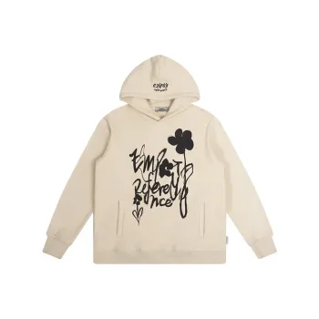 EMPTY REFERENCE Hooded Loose Fit Regular Sweatshirt Unisex Ivory
