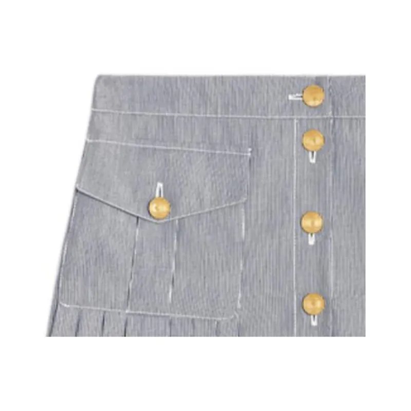 CELINE Button Detailed Striped Mini Skirt-3