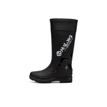 LONGYING Rain Boots Men Black/Black Red