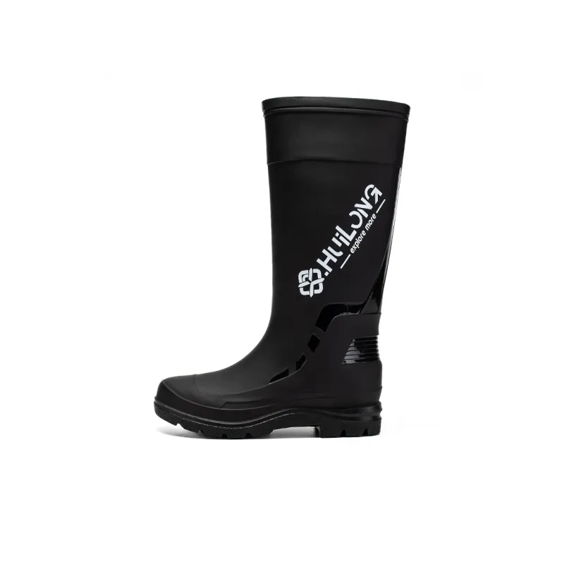 LONGYING Rain Boots Men Black/Black Red-0