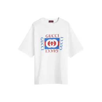 GUCCI Men's Interlocking G print Cotton T shirt White