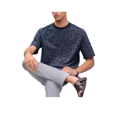 HERMES SS25 T Shirt Men's Deep Sea Blue