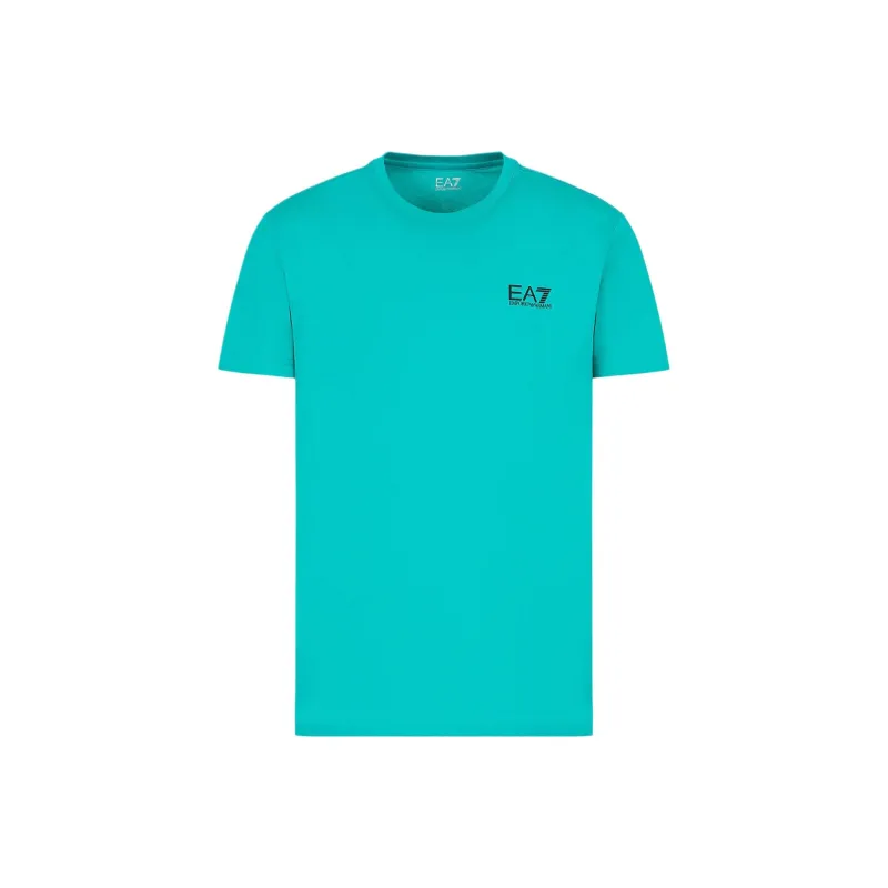 EMPORIO ARMANI EA7 Letter Logo Print Crew Neck Short Sleeved T Shirt T Shirt Men's Turquoise Color-0