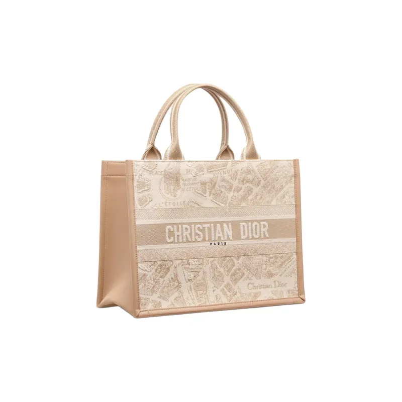 DIOR BookTote Cotton Tote Bag, Shopping Bag, Shoulder Bag, Handbag Medium Size Women's Beige-2