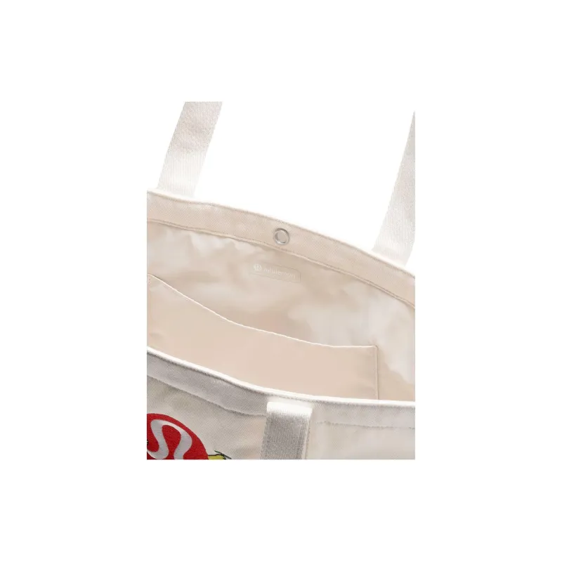 Lululemon Cotton Canvas Tote Bag, Shopping Bag, Handbag, Shoulder Bag Regular Unisex Natural Ecru-2