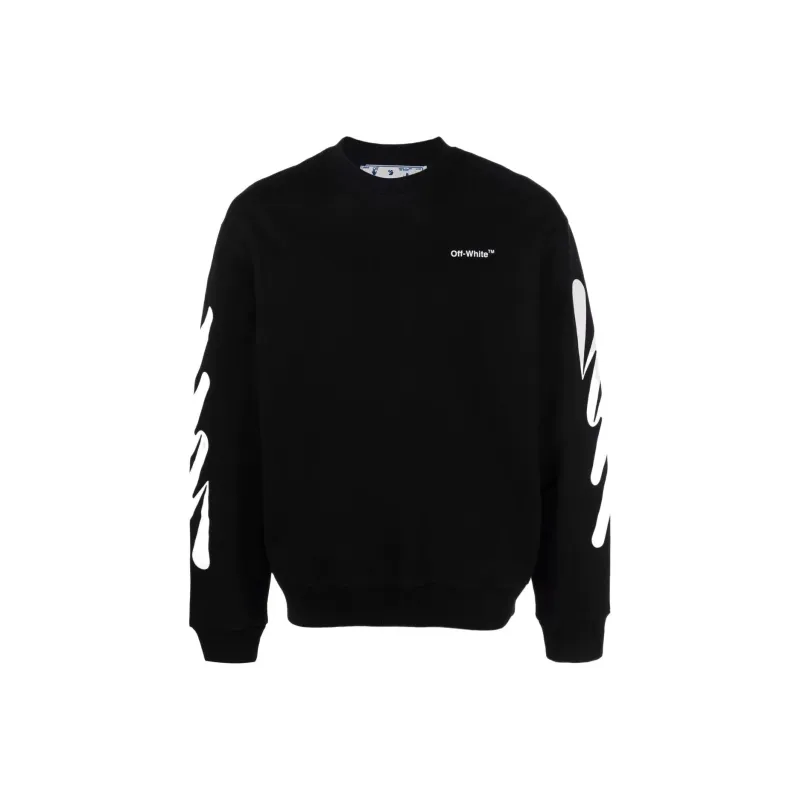 OFF WHITE Spray Paint Diag Logo Print Crewneck-0