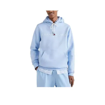 Tommy Hilfiger Embroidered Tommy Logo Hoodie Hoodies Sweatshirt Men's Light Blue