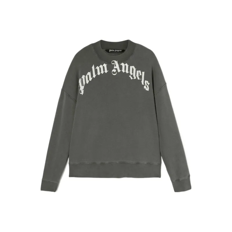 PALM ANGELS Gd Curved Logo Crewneck Sweater-0