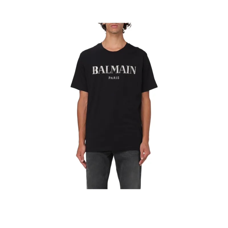 BALMAIN Vintage Logo Embellished Crewneck T Shirt-0