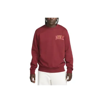 Nike Club Fleece Long-Sleeve Crew-Neck Sweatshirt Sweatshirt Men's Red
