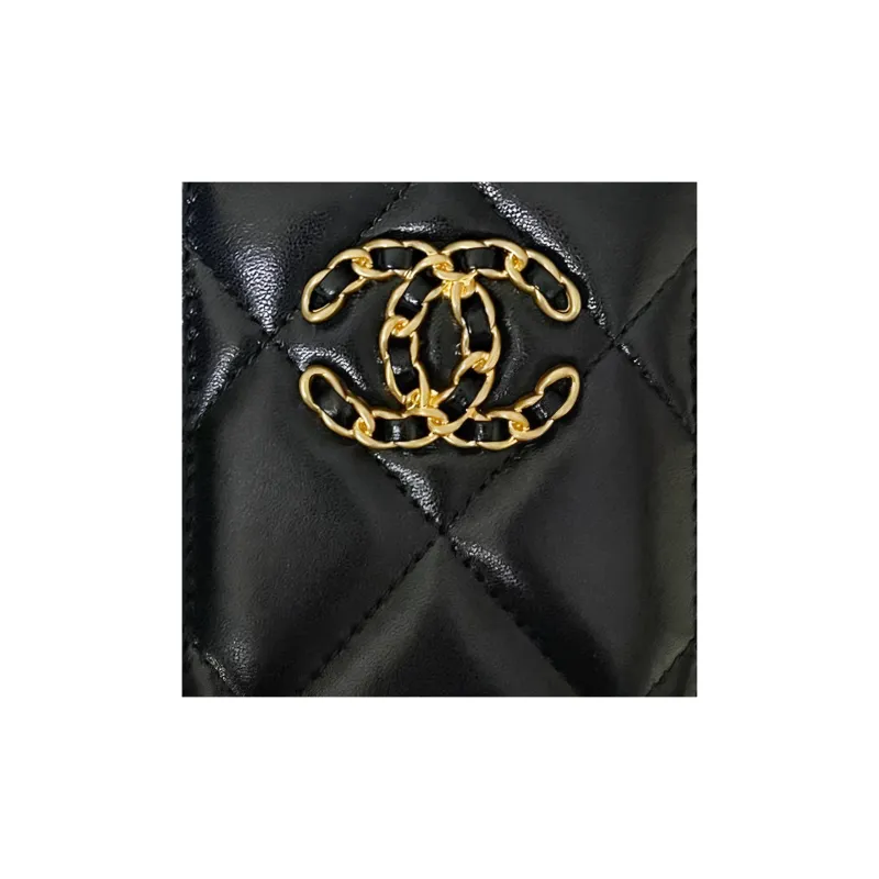 CHANEL 19Bag Sheepskin Card Holder Card Holder Women's Black-1