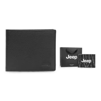 Jeep Genuine Leather Wallet Regular Unisex Black