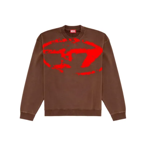 DIESEL S Boxt N5 Distressed Flocked Logo Sweatshirt