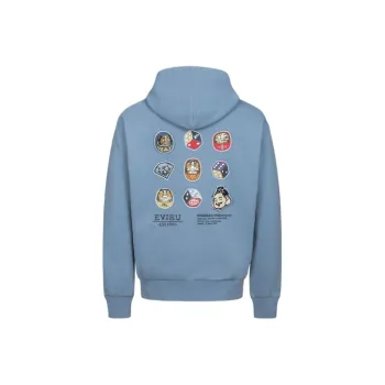 EVISU SS24 Unisex Sweatshirt Men's Gray Blue