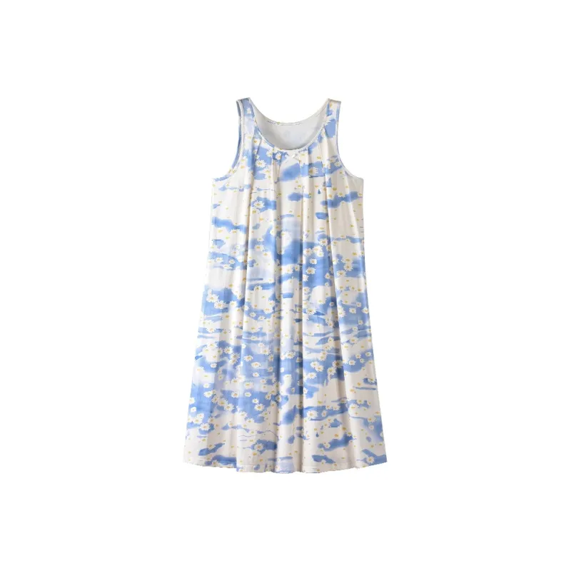 White Ran Nightgown Women's Blue-0