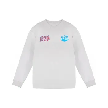 BKCXZICE Sweatshirt Unisex American Small Flame Long Sleeved White