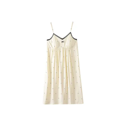 White Ran Nightgown Women's Apricot