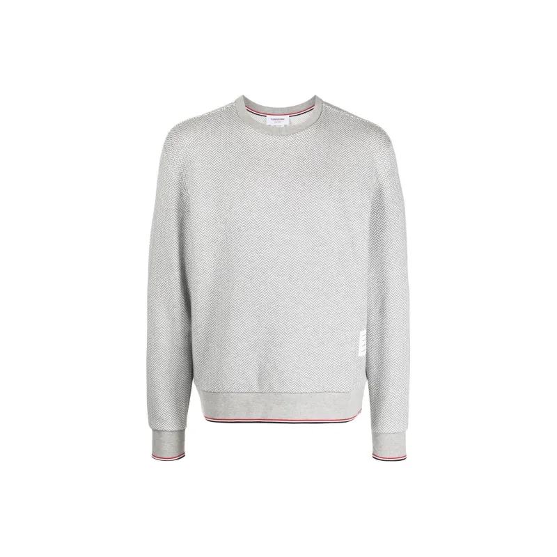 THOM BROWNE Herringbone Pattern Crewneck Sweater-0