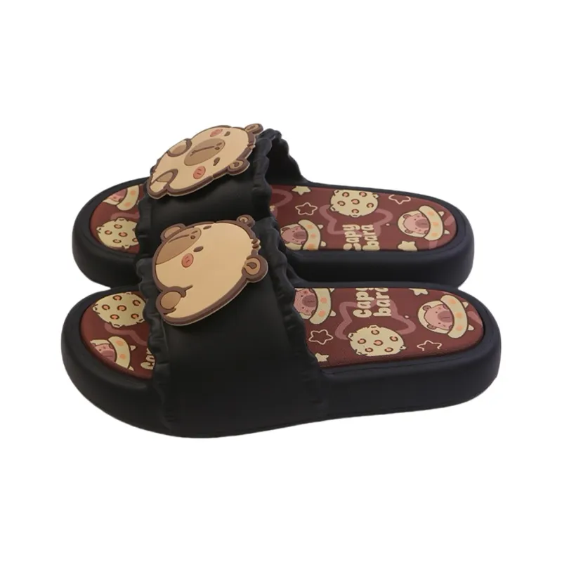 Thin Strips Slippers Unisex, Black-15