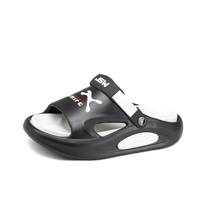 JEANSWEST New National Innovation Unique Black White Color Scheme Beach Sandals Men's-2