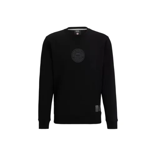 HUGO BOSS x NFL Collaboration Cotton-Blend Sweatshirt With Metallic rmer Sweatshirt Men's Black