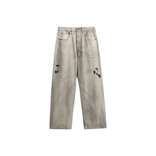 ZENGZHI Jeans Unisex Dirty White
