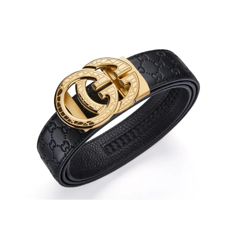 GUSKI Top Grain Cow Leather Steel Buckle Belt, Husband's Elegance Belt Men's Width 3.5cm Gift Box Set-7