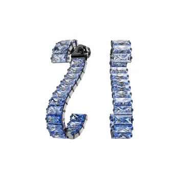 Swarovski Plated Ruthenium, Zirconia Earrings Unisex Blue