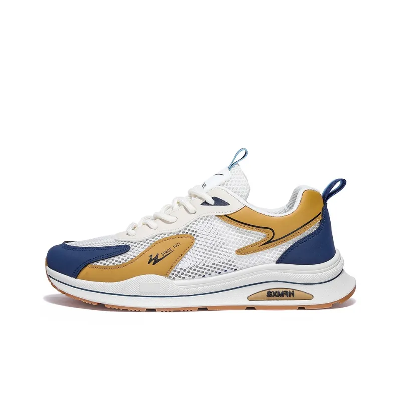 DOUBLE STAR 88 Breathable And Wear resistant Low Top Casual Shoes Men's Beige Blue-1