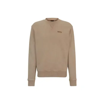 HUGO BOSS Cotton Terry Relaxed Fit Sweatshirt With Logo Detail Sweatshirt Men's Brown