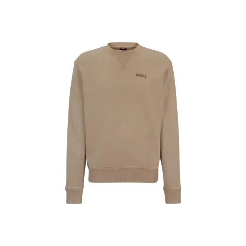 HUGO BOSS Cotton-Terry Relaxed-Fit Sweatshirt With Logo Detail Sweatshirt Men's Brown