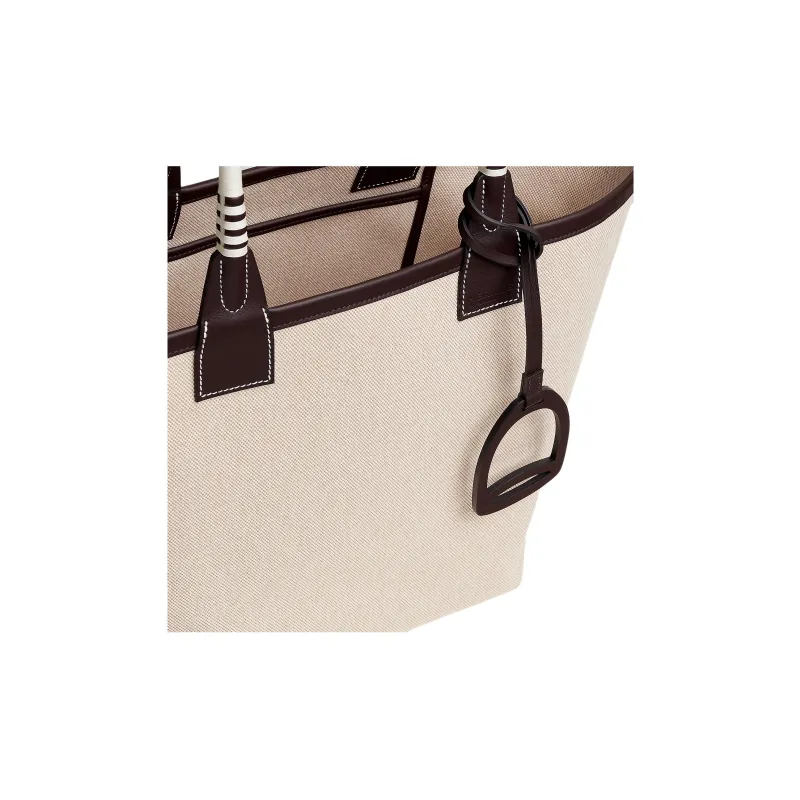 HERMES Steeple H Fabric With Swift Calfskin Handbag Regular Women's Light Umber/Beige/Saddle Red-3