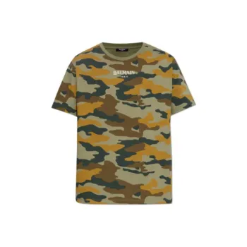 BALMAIN Camouflage Print T Shirt